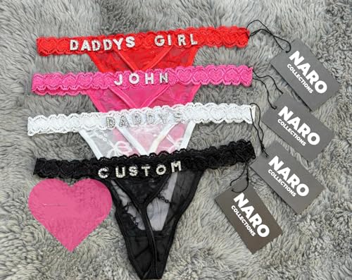 Authentic 2-pack Personalized Thongs With Names, Custom Thongs With Name On It,Surprise Your Loved One Black4