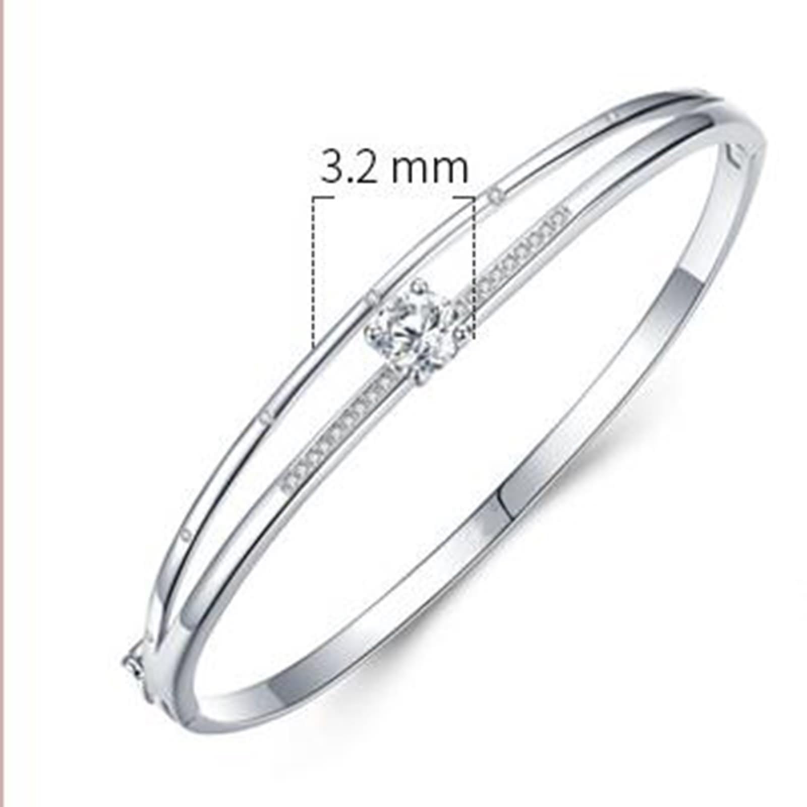 Pulsera de promesa para mujer, doble capa con moissanita, oro blanco