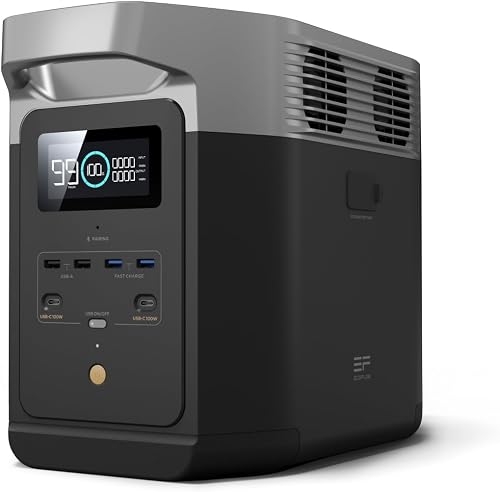 EF ECOFLOW Portable Power Station DELTA 2, 1024Wh LiFePO4 (LFP) Battery, 1800W AC/100W USB-C Output, Solar Generator(Solar Panel Optional) for Home Backup Power, Camping & RVs