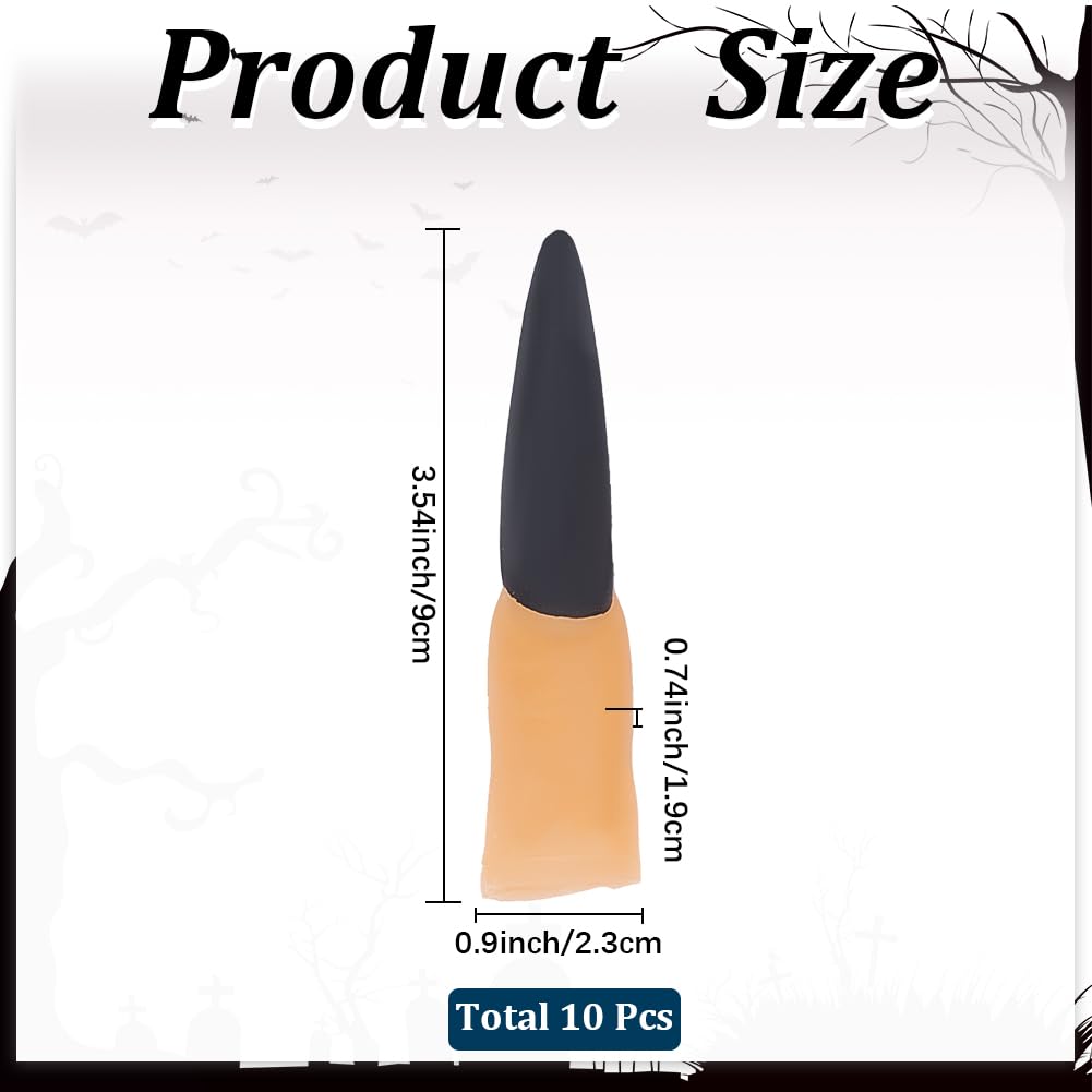 GORGECRAFT 10Pcs Vampire Fingers Halloween Finger Claws Vinyl Witch Fingernail Zombie Scary Long Pointy Arrow Costume Nail Cover Props for Halloween April Fool's Day Cosplay Gifts Makeup Accessories - Image 2