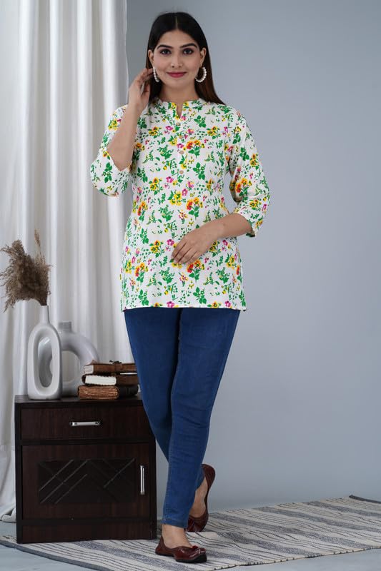 Image of Jikonet Women's Printed Rayon Straight Short Kurti