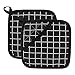 Produktbild KINDPMA 2 Stück Topflappen Set Topflappen Schwarz Topflappen Hitzebeständig Schutzlappen 20 x 20ccm als Topflappen Handschuh Topfuntersetzer zum Kochen Backen