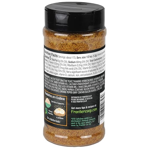 Image of Frontier Co-op Nacho Spice Nutritional Yeast Blend with Vitamin B12, 7.30 oz - For Popcorn, Snacks, Pasta, and Soup