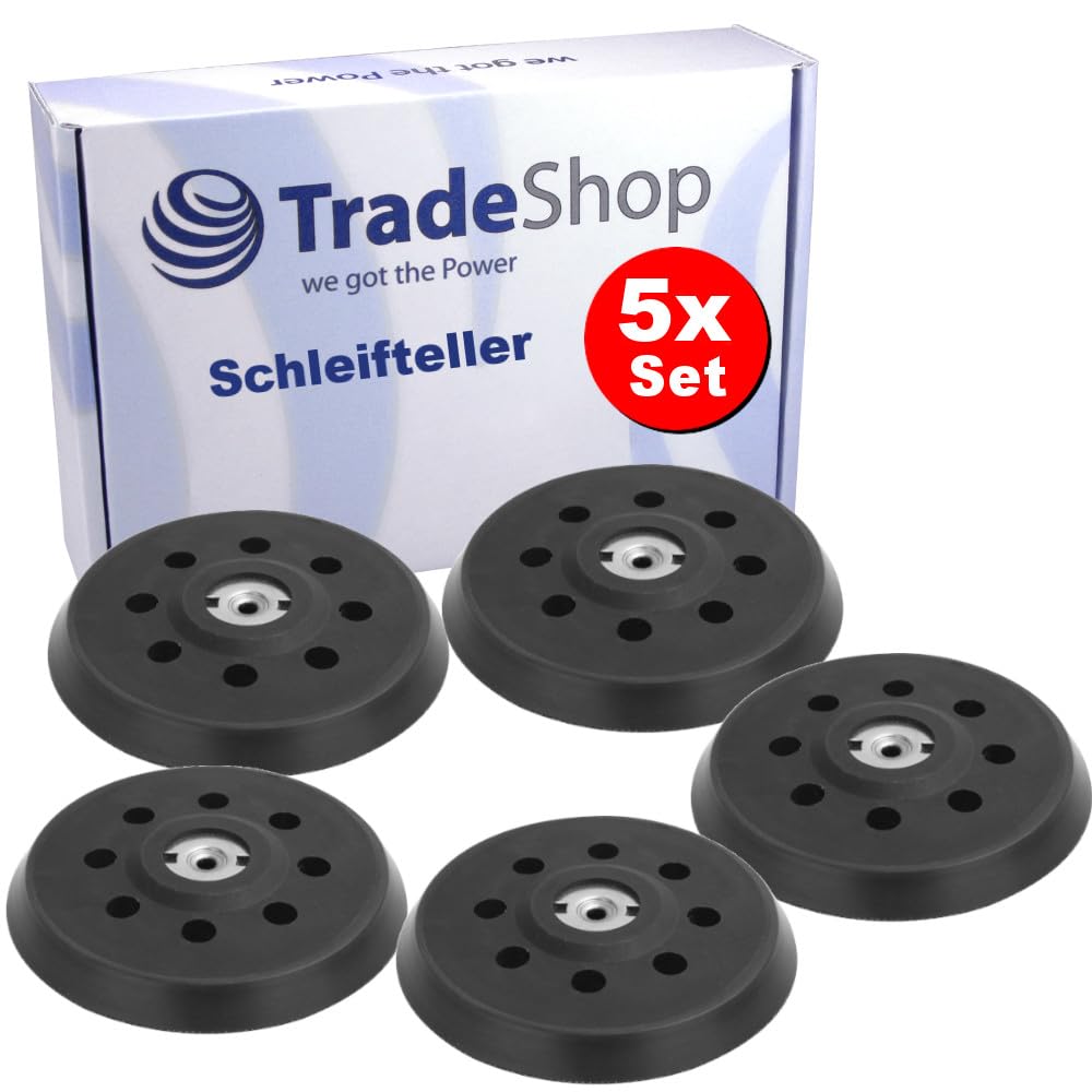5 x Trade-Shop talerz szlifierski na rzep, talerz podporowy/talerz samoprzylepny, 125 mm, kompatybilny z szlifierką mimośrodową Metabo, zamiennik do Metabo 631220000