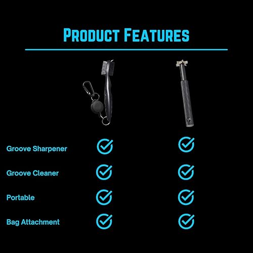 Miniatura 3 de NuRich Tiger Golf Club Groove Brush Cleaner ligero de doble cerdas Accesorios de golf Herramienta de limpieza con mosquetón retráctil de aluminio de