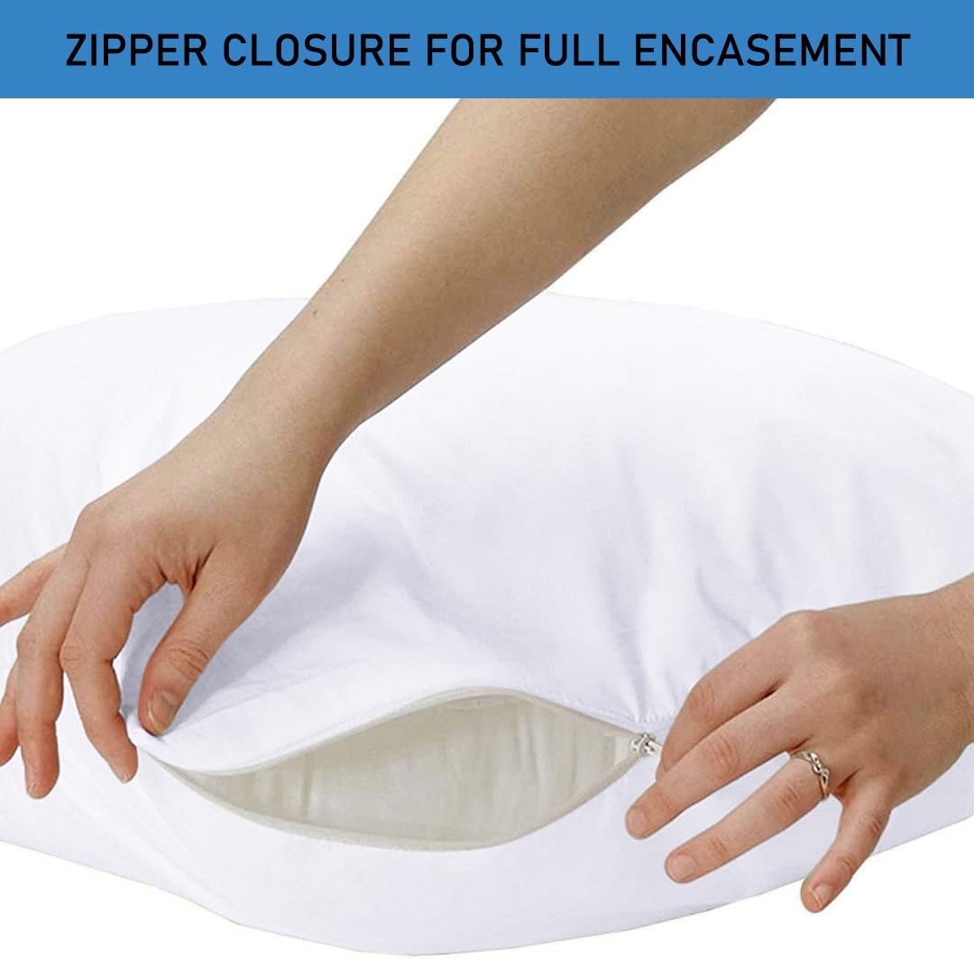 100% Organic Cotton 2pc Pillow Protector Standard Size 250GSM, Waterproof Pillow Protector, Noiseless & Vinyl Free Pillow Protector (Standard 50x75cm, White) - Image 3