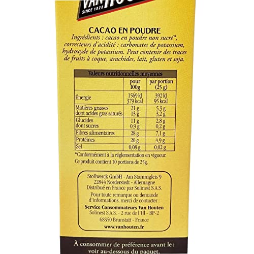 VAN HOUTEN L’ORIGINAL 100% PUR CACAO Kakao non Sucré kein Zucker 250 Gramm