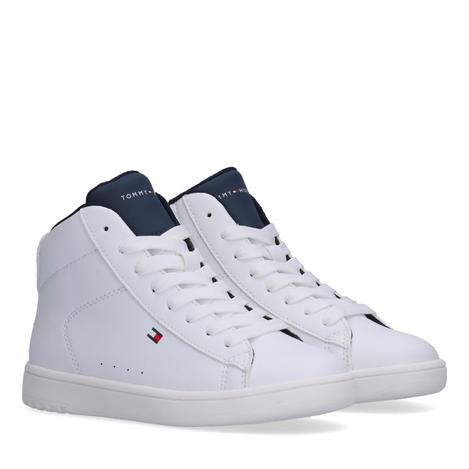 Tommy Hilfiger, Zapatillas a Media Altura con Cordones para niños y niñas, Jack, Blanco/BLU, 38