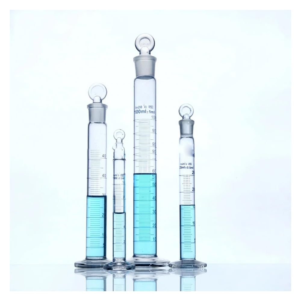 Set da 5 cilindri graduati in vetro di precisione con tappo, attrezzatura da laboratorio for cilindri graduati Attrezzature da laboratorio