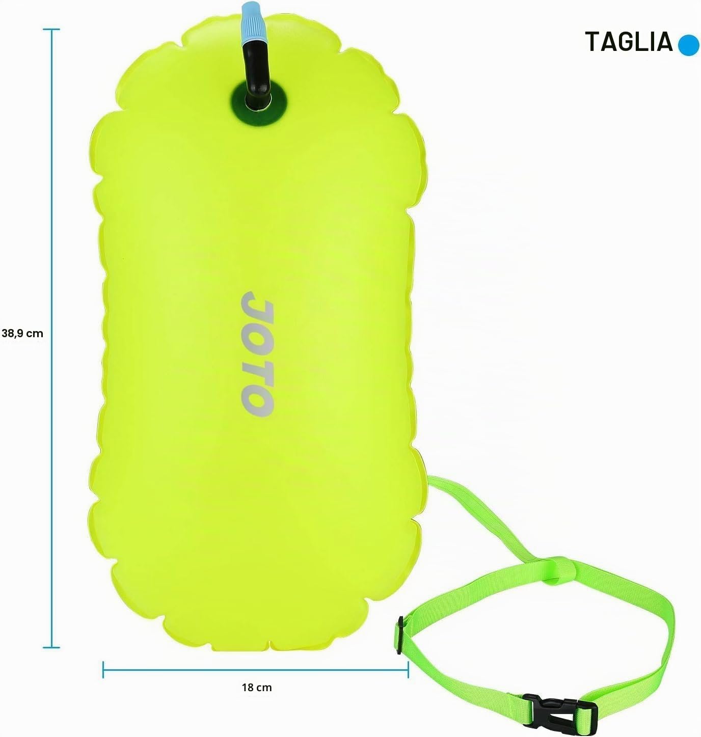 JOTO Boa da nuoto ad alta visibilità, galleggiante, con cintura regolabile in vita, per nuotatori in acque libere, triatleti, kayaki, snorkeling, allenamento sicuro per nuoto, confezione da 2
