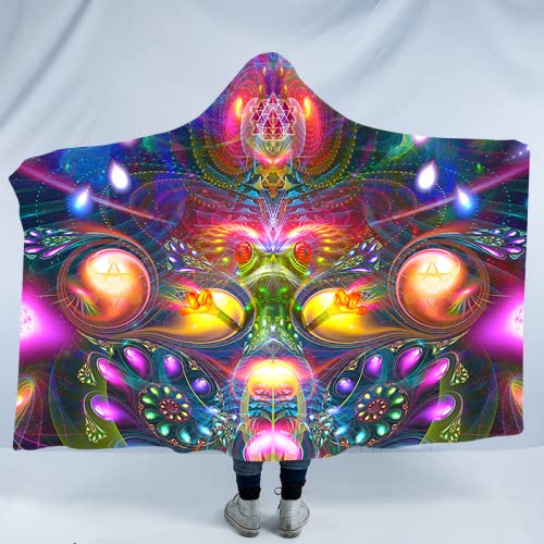 Party Festival Psychedelic Hooded Blanket | Comfy Warm Meditation Throw Cape | Yoga | Hooded Sherpa Blanket | Festival Outfit | Ceremony Poncho | DiMiTri Frog
