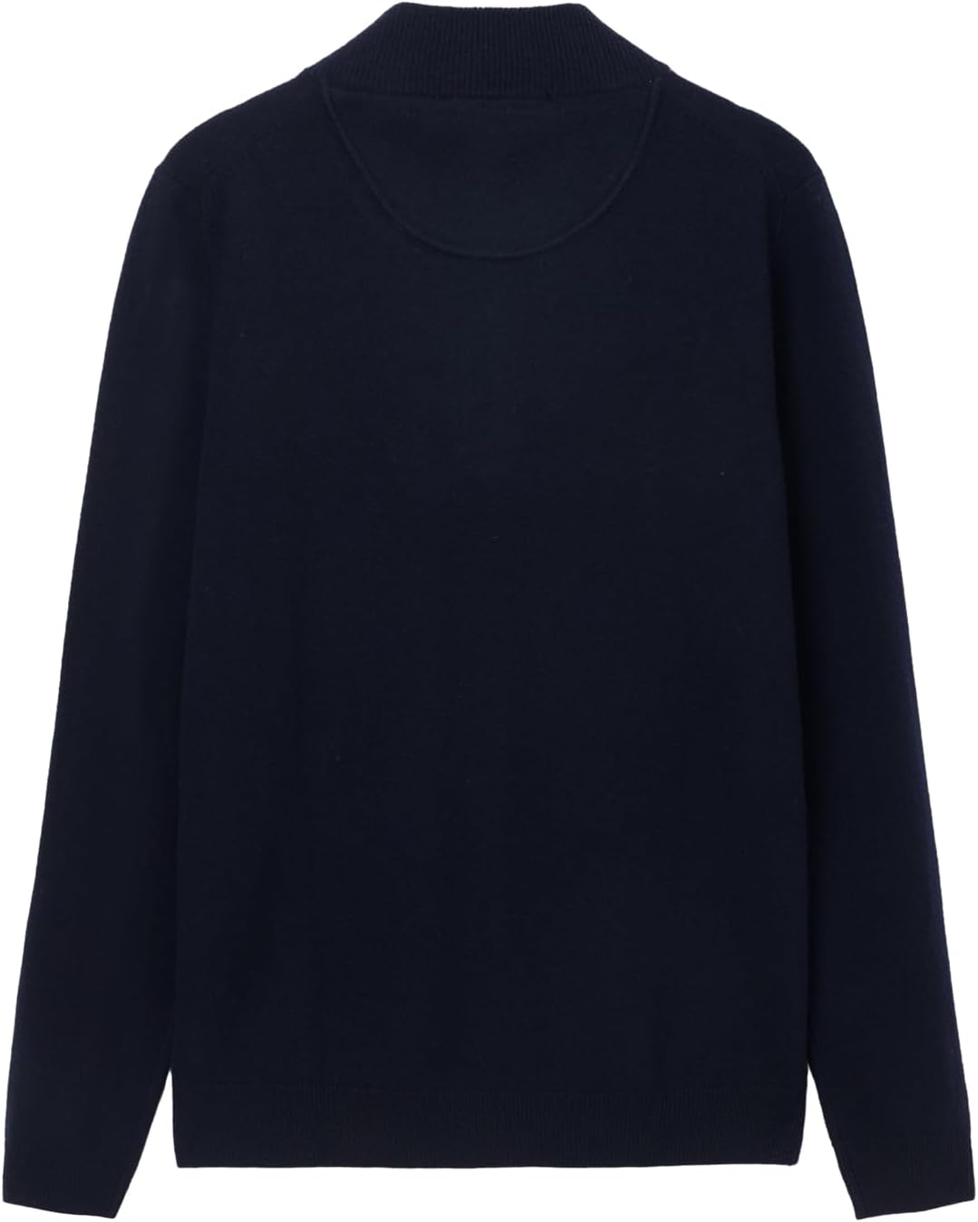 Quarter-Zip 100% Merino Wool Sweater for Men Mock Neck Pullover Contrast Trim Casual Long Sleeve Knit Tops Night Sky Size M - Image 4