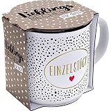 GRUSS & CO Kubek z motywem "Pojedynczy" | porcelana New Bone China, wygląd emalii, 35 cl | prezent, filiżanka z sentencją | 47515