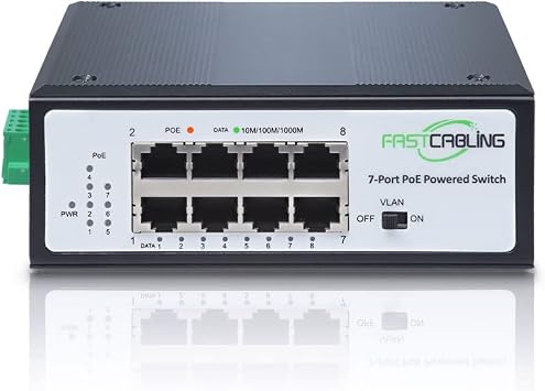 FASTCABLING PoE Powered Switch 8 Port, 71W PoE Passthrough, Re-use Existed cat5e/cat6 Cable, Expand RJ45 Network Port
