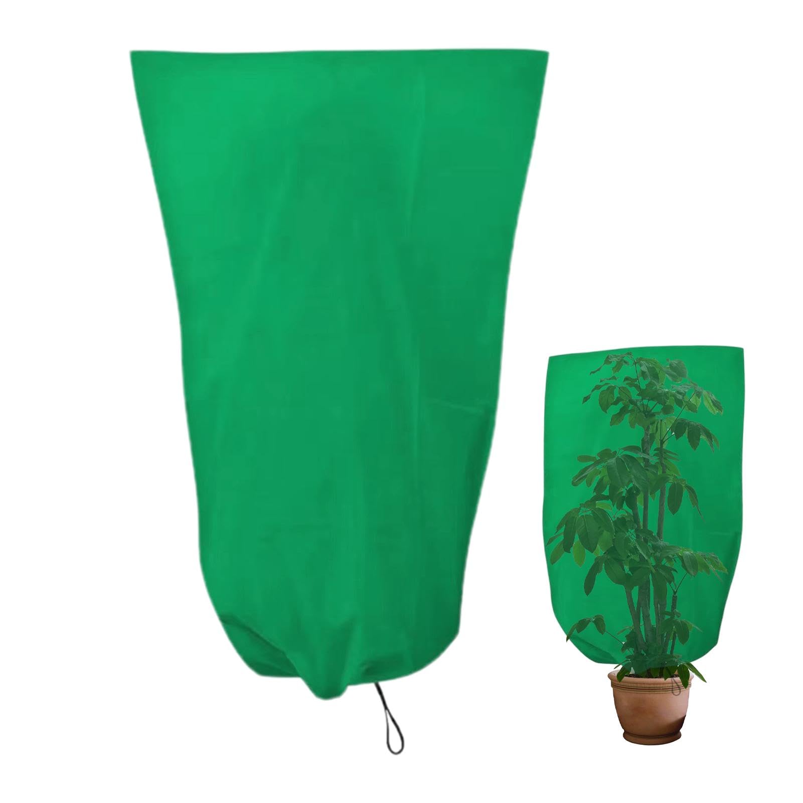Confezione da 2 coperture invernali per piante con coulisse, 160 x 100 cm, calde coperture protettive per piante, coperte in tessuto antigelo per proteggere alberi da frutto e piante in vaso dal