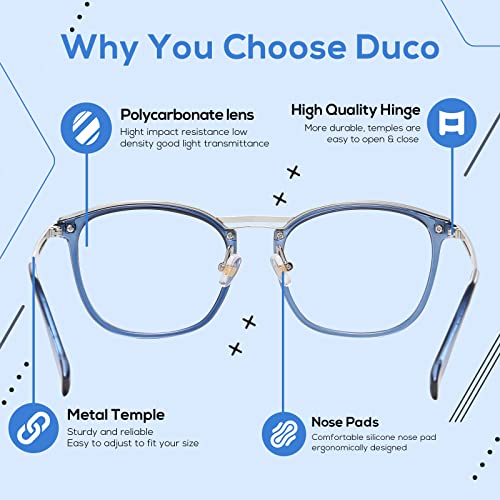 Image of DUCO Blue Light Blocking Glasses For Men Blue Ray Glasses Oversized Computer Glasses Retro Square Fashion Eyeglasses 5223