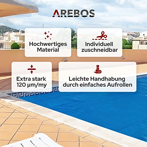 Solar-Poolfolie Arebos eckig 5,49 x 2,74 m in Blau