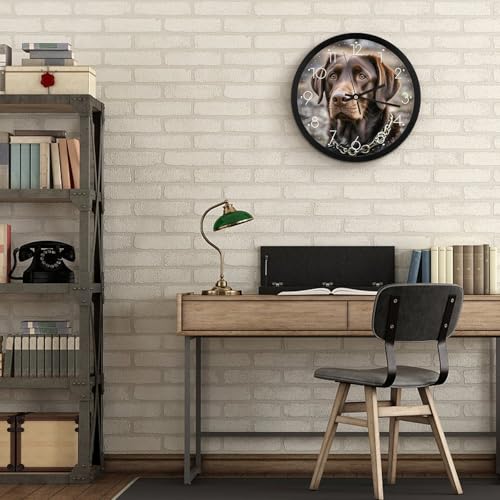 Horloge murale silencieuse à piles design Labrador marron pour salon