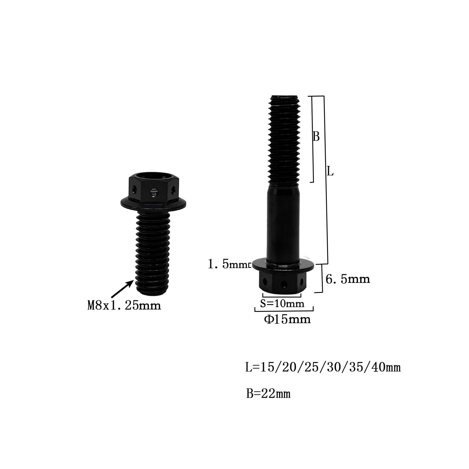 RISON-Titanium Lot de 5 Boulons en Titane avec Bride M8x1.25x50mm, Boulons à Tête Hexagonale avec Flange, Vis Hexagonales Rondelle à Bride en Titane GR5 Vis de Fixation pour Moto, Vélo