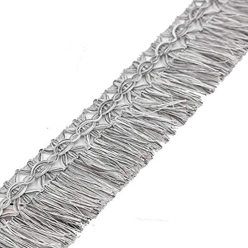 Yalulu 10 Meters Tassels Fringe Lace Trim Tassel Ribbon for Clothes Accessories DIY Sewing Applique Craft (#2 Grey)