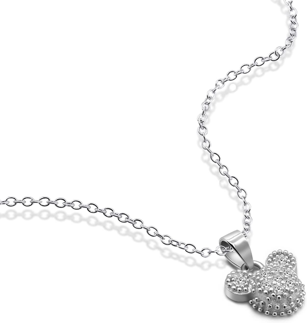 H&Beautimer Fashion 925 Sterling Silver Necklace For Women Cute Little Bear Animals Pendant Choker Solid Silver Chain 18 inch Fine Jewelry - Birthday Gifts