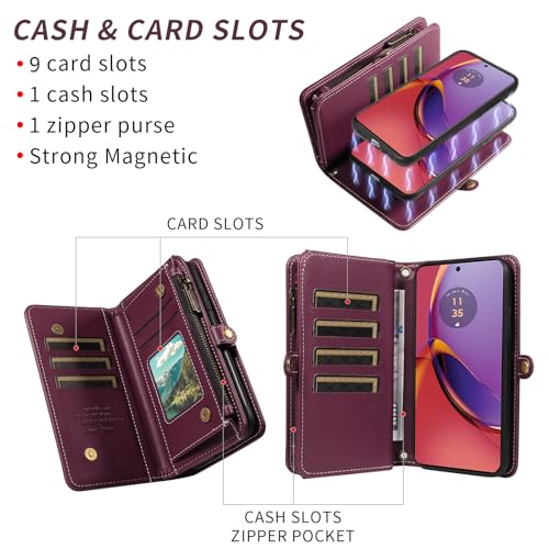 Étui pour Motorola Moto G84 5G en cuir PU violet de qualité supérieure style portefeuille - 2