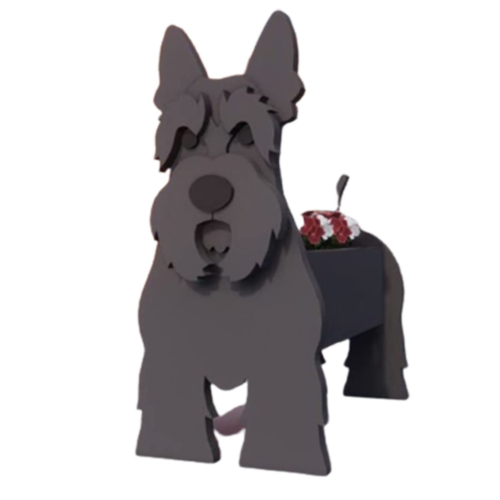 CQCUJBB Shih Tzu Dog Planter Plant Pot Flower Pot For Garden Decoration, Small Pupy Gifts For Women, Dog Shape Plant Container Holder Lovely Gift Desk Storage Box (Scottish Gray, 34 * 24cm)