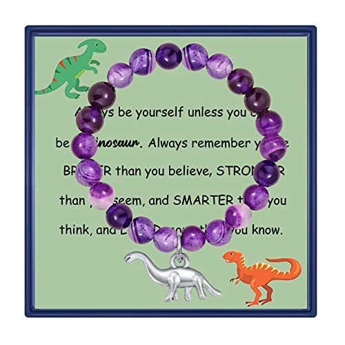 Partner Dinosaur Lover Gift Dinosaur Spirit Animal Gift Dinosaur Bracelet Dinosaur Charm Jewelry Inspiration Gift For Friend (Purple) #TOP6