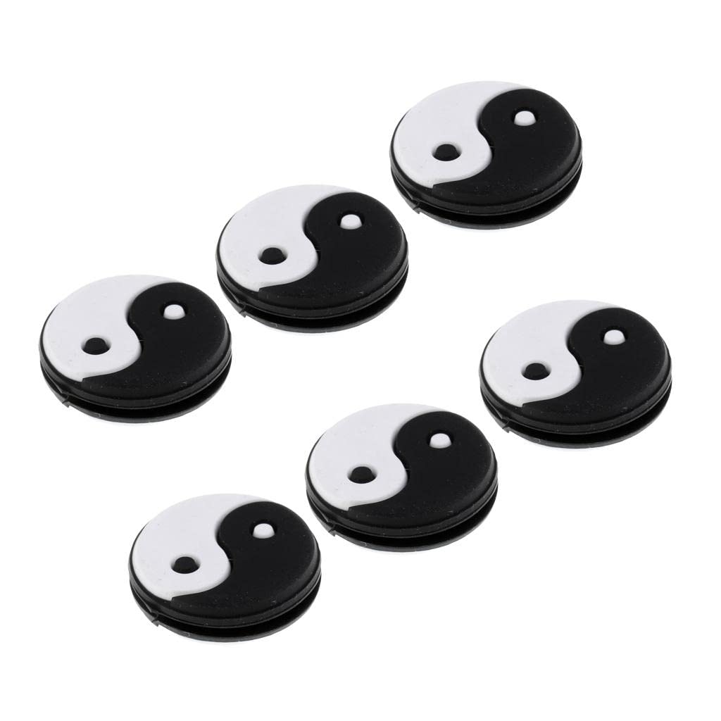 FewNvWa 6-Piece Tennis Racket Dampers, Vibration Absorbers, Bumpers, Yin Yang Made of Material for Tennis, Gift for Outdoor Use, Black White