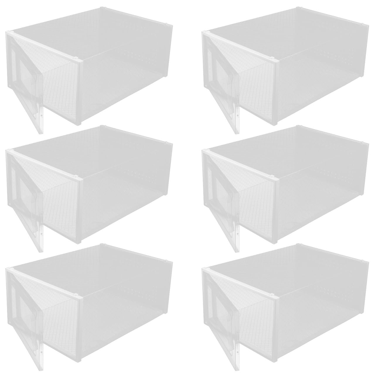 UPKOCH Juego de 6 Cajas Transparentes para Zapatos de Plástico Pp Diseño Tipo Cajón, Organizador Apilable Elegante y Funcional para Almacenamiento en Hogar