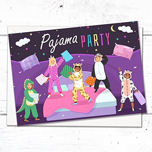 Olivia Samuel 20 x Pyjama Party Invites from A6 Double Sided Cards with Envelopes, Purple, 105 x 148mm - Image 3