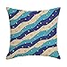 Epinki Poszewki na poduszki, 50 x 50 cm, zestaw 4 miękkich poszewek na poduszki z motywem fali w kształcie gwiazdy, len, do sypialni, 4 sztuki, niebiesko-białe