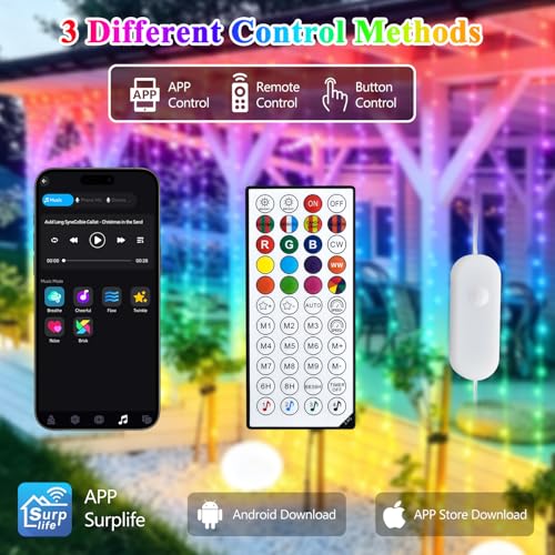 Image of JMEXSUSS RGB Curtain Lights, 300 LED 9.8x9.8FT Color Changing String Lights