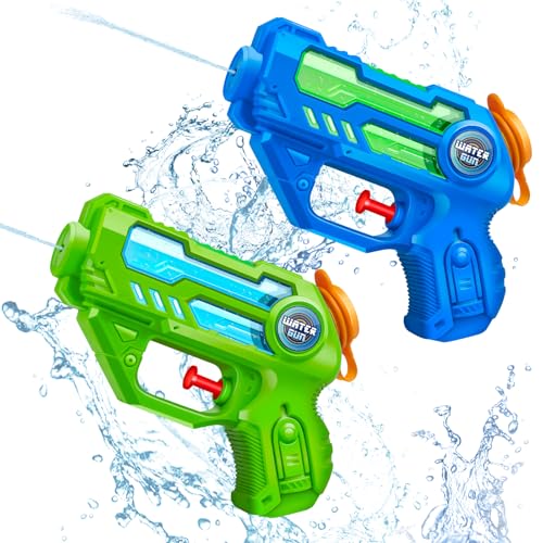 Pistolas de agua para niños – Paquete de 2 mini pistolas de agua con gatillo pequeña pistola de agua para niños y niñas, juguetes