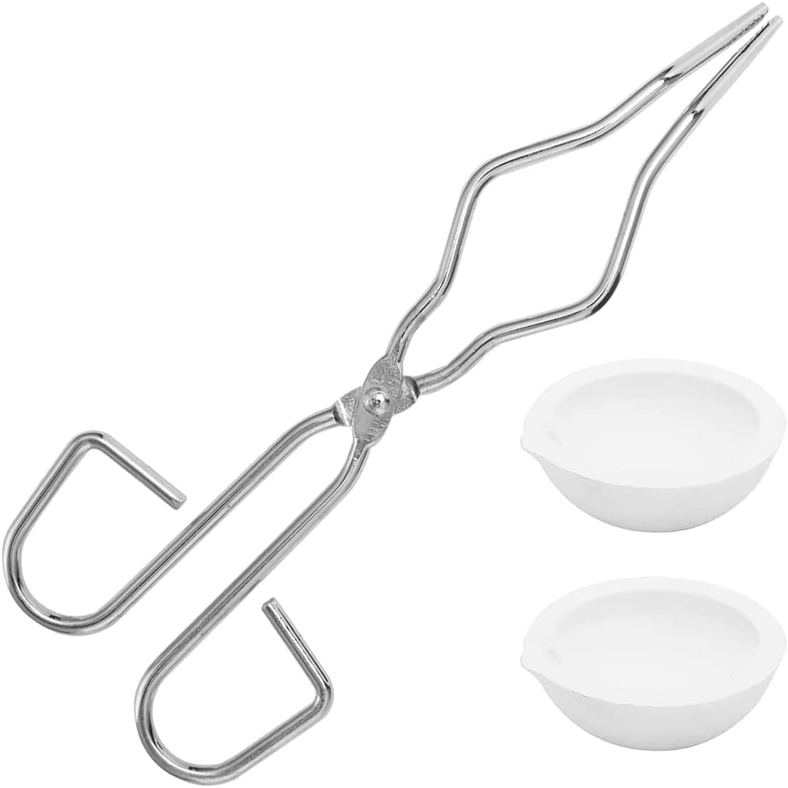 LTKJ 2pcs Smelting Bowl Dish 150g Crucible Melting gold-silver + 25cm Crucible Tongs