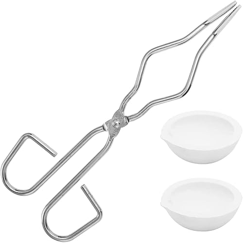 LTKJ - 2 platos para fundir, 5.29 oz, color dorado y plata de fusión + pinzas de crisol de 9.8 in