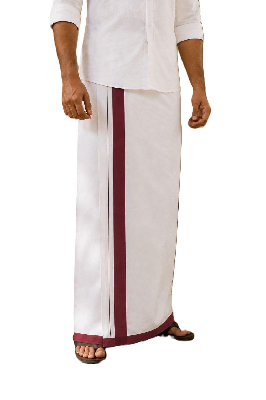 Men's Pure Cotton Dhoti Lungi Self Design Wide Border-picture-28