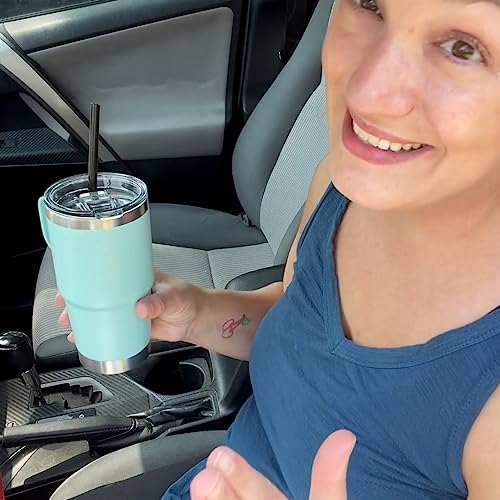 Abbrevi 20 Oz Stainless Steel Tumbler With Handle Metal Insulated Coffee Travel Mug With Handle Double Wall Tumbler Cup With Handle And Lid, Mint Green 1 Pack #TOP7