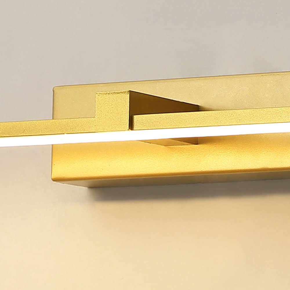 Luces de Espejo de Tocador Doradas, Lámpara Lineal LED de 12 W, Aplique de Pared Minimalista para Baño, Iluminación Frontal de Espejo