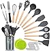 Kitchen Utensil Set,30 Pcs Silicone Cooking Utensils with Wooden Handles,Nonstick Cookware Utensils Kitchen Gadgets Set,Complete Kitchen Tools with Holder,Apartment Essentials Best Gifts Kitchen Utensil Set,30 Pcs Silicone Cooking Utensils with Wooden Handles,Nonstick Cookware Utensils Kitchen Gadgets Set,Complete Kitchen Tools with Holder,Apartment Essentials Best Gifts