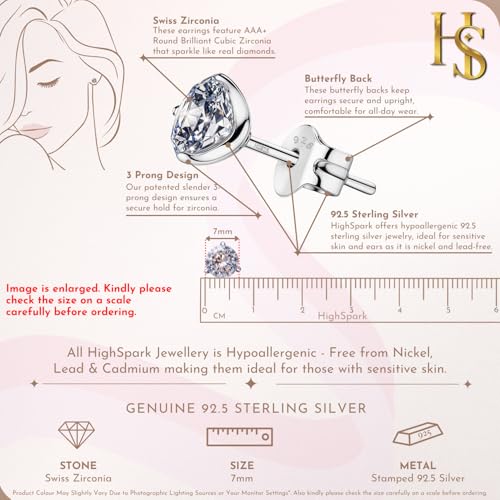 Image of HIGHSPARK 925 Silver inchSparkling Martini inch Solitaire Earrings | 92.5 Sterling Silver and Diamond like Brilliance Sparkling Zirconia | Lovely Gift
