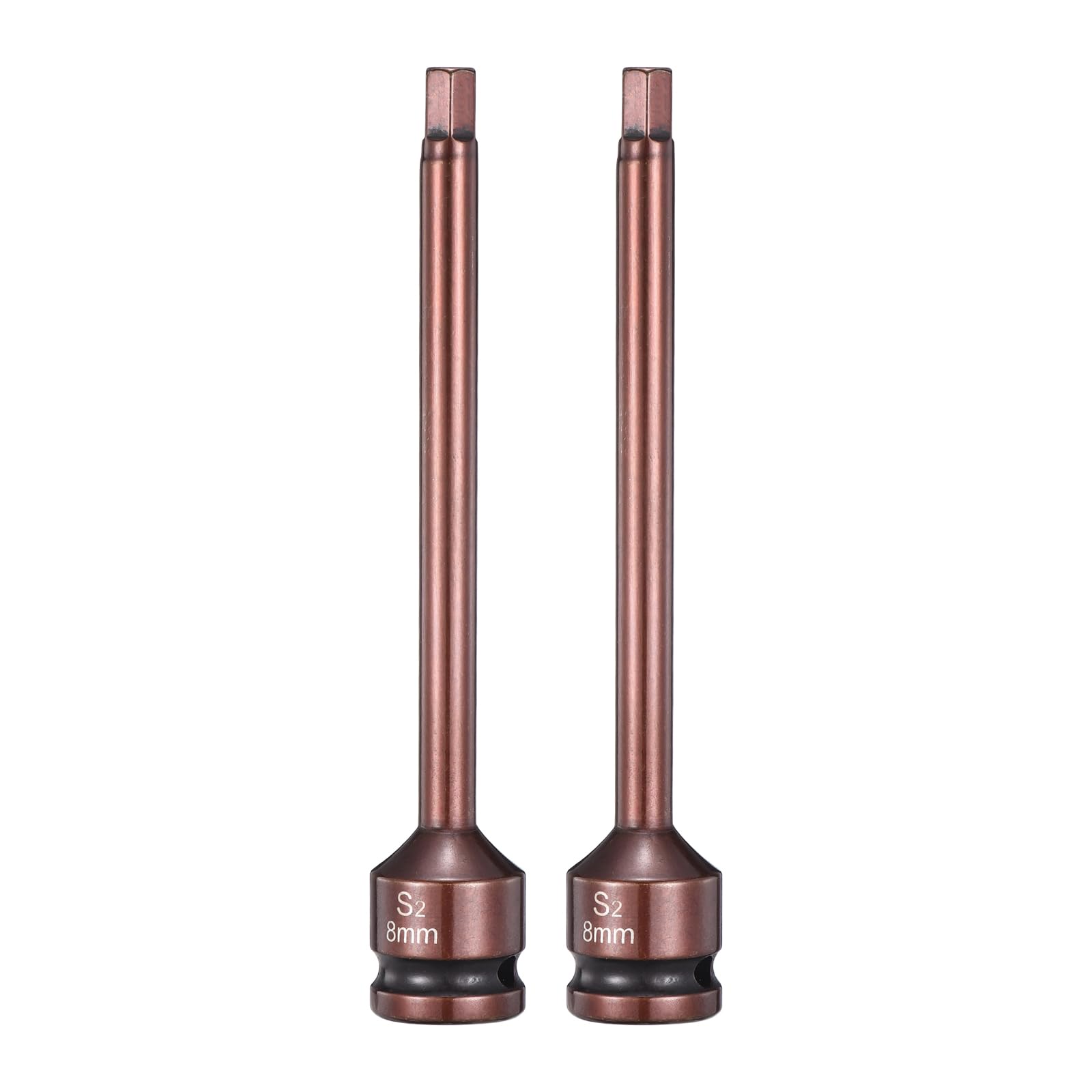 sourcing map 2pcs Impact Hex Bit Socket 1/2" Drive 8H (8mm) Hex Bits 6" Length S2 Steel Metric Impact Wrench Socket Adapter Tool for Automotive Repair Industrial Construction and Home DIY