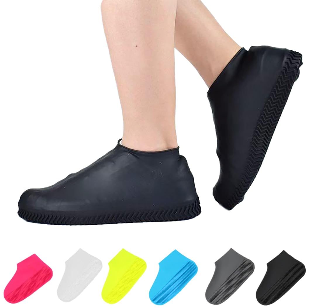 VISIOLEX Waterproof Shoe Cover, Non-Slip Waterproof Shoe Cover, Waterproof Silicone Rubber Shoe Cover, rain Shoe Cover for Men, Women, Children (Black, XL)
