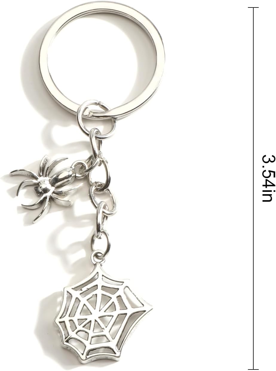 Spider Web Keychain,Halloween Keychain for Women Men,Gothic Accessory for Spider Lovers Birthday Halloween Christmas