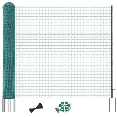 SUNYRISY Hühnerzaun Geflügelnetz Gartenzaun, 50m x 100cm Mobiler Hundezaun Weidezaun Steckzaun Begrenzungszaun Zchafzaun Fence für Garten, Nylon Material