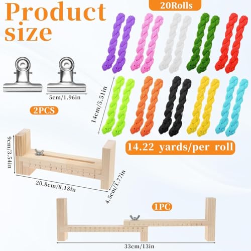 Kit para hacer pulseras de macramé con telar de madera ajustable y accesorios de tejer 7
