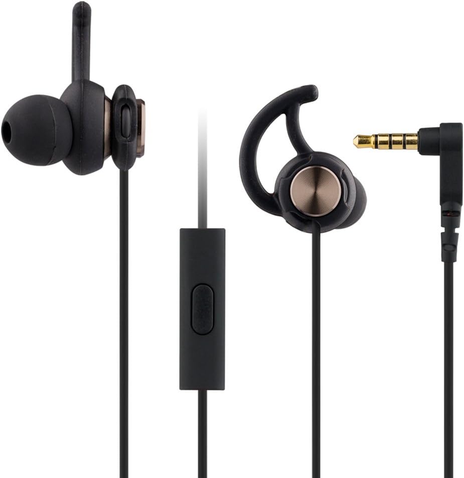 Noise Isolating In-Ear Headphones with Mic Earbuds with Microphone for iPhone iPad Android Phones Windows Phones MP3 MP4 and Tablets-Black