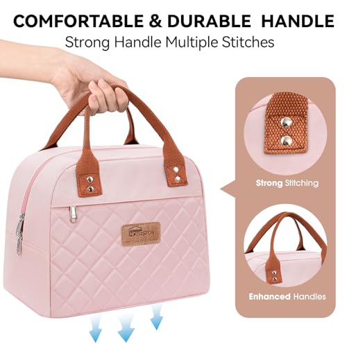 HOMESPON Insulated Lunch Bag for Women Adult Work Ladies Men Cool Bag Lunch Box Container Tote Bags for School Picnic or Travel(Pink) - Image 3