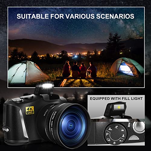 4K Digital Cameras For Photography/Camcorder, 48 Mp Vlogging Camera For Youtube & Video Camera, Recorder With Wide Angle&Macro Lens, Portable 16X Digital Zoom Travel Camera With 32Gb Micro Sd Card #TOP6