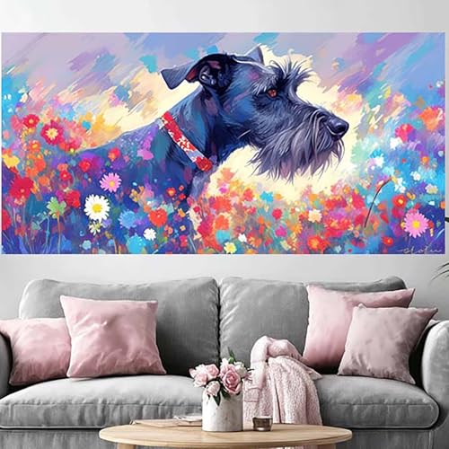 Diamond painting adulte grand format 100x300cm avec strass complet motif fleur